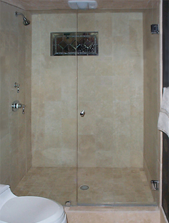 Frameless Door with Knob Pull and Inline Panel